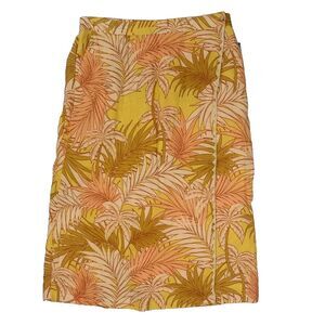 NWT Tahari 100% Linen Maxi Faux Wrap Skirt Sz XL Tropical Embroidered Lagenlook